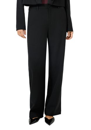 QS by s.Oliver Stoffhose QS, Damen, Gr. 32, L&auml;nge 30, grau, schwarz, Twill, Obermaterial: 73% Polyester, 20% Viskose, 7% Elasthan, unifarben, regular fit lang, Hosen