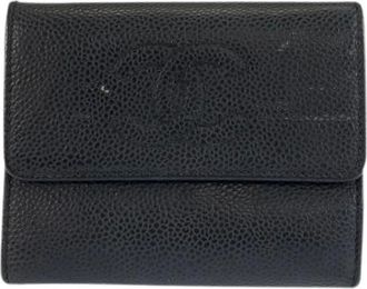 Chanel Pre-owned Wallets, female, Black, Size: ONE SIZE Pre-owned Coco Mark Leather Wallet
