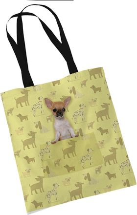 Bang Tidy Clothing Chihuahua Gifts for Dog Lovers Owners - Reusable Shopper Shoulder Tote Bags - Cloth Fabric Gift Bag with Dogs on - YELL