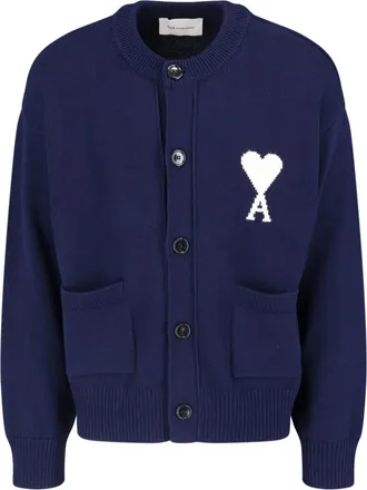 Ami Blue Ami De Coeur Round Neck Cardigan