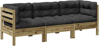 vidaXL Set De Sof&aacute;s Jard&iacute;n 3 Pzas Con Cojines Madera Pino Impregnada Vidaxl