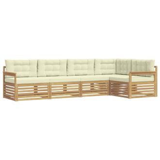 vidaXL Conjunto De Sof&aacute;s De Exterior 6 Pcs Blanco Y Crema Poli&eacute;ster Vidaxl