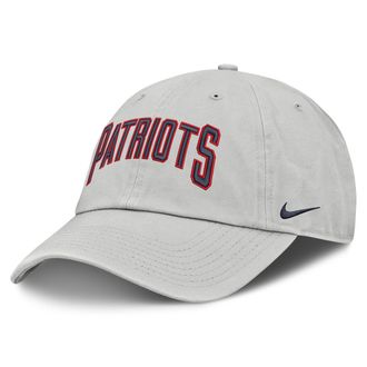 Nike New England Patriots Primetime Club Arched Nike Mens NFL Adjustable Hat in Grey | NF020BB8K-BYX