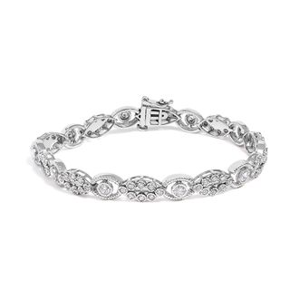 House of Brilliance 10K White Gold 2.0 Cttw Diamond Milgrain Cluster Link Bracelet