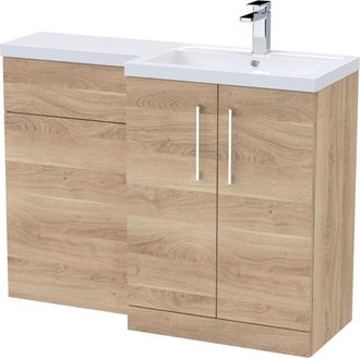 Nuie Nuie - Arno rh Combination Unit with L-Shape Basin 1100mm Wide - Bleached Oak
