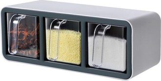 OEM Tarros Para Especias - Montaje En Pared - 3 Compartimentos, Vidrio Transparente - 1 Juego - Para Cocina