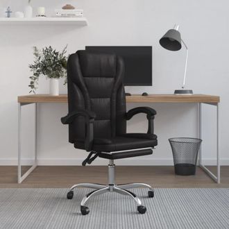 vidaXL Silla De Oficina Reclinable Cuero Sint&eacute;tico Negro Vidaxl