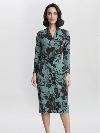 Gina Bacconi Womens Ivy Jersey Wrap Dress - Sage Green - Size 14 UK