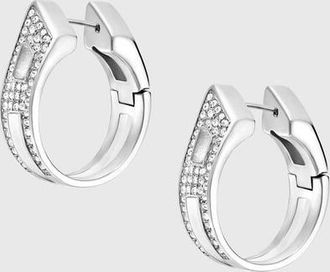 Diesel Stainless steel pave hoop earrings - Earrings - Unisex - Silver