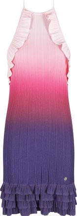 Casablanca Pink Gradient Ruffle Backless Viscose-Blend Mini Dress
