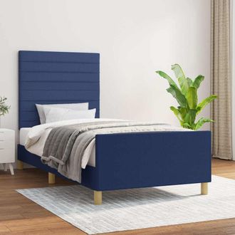 vidaXL Vidaxl Estructura De Cama Sin Colch&oacute;n Tela Azul 90x200 Cm