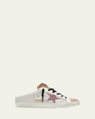 Golden Goose Super-Star Sabot Net Glitter Slide Sneakers