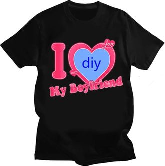 Generic Personalized T-Shirt Custom I Love My Boyfriend/Girlfriend Printed Tee Personalized Picture Tshirt Women Men Casual Tops Streetwear Valentine Day Coup