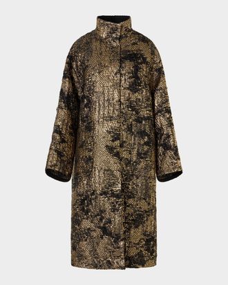 Akris Metallic Jacquard Oversized Coat