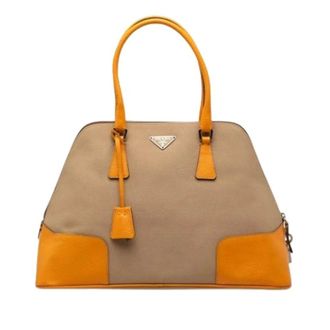 Prada Pre-owned Handbags, female, Beige, Size: ONE SIZE Pre-owned Vintage Canvas Handbag