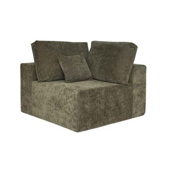 Oviala Sill&oacute;n rinconero para sof&aacute; modular en tela verde L 100 cm