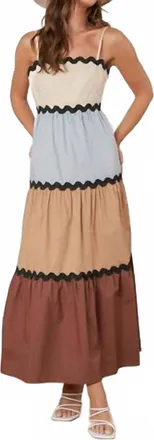 Peach Love California Colorblock Wave Maxi Dress In Brown Multi