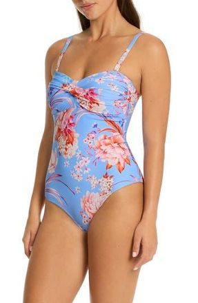 Sea Level Australia Indochine Twist Bandeau One-Piece Swimsuit in Light Blue at Nordstrom Rack, Size 6 Us / 10 Au