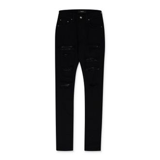 Amiri Overdyed Black Crystal Thrasher Skinny Jeans