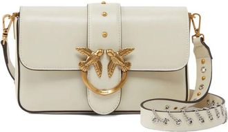 Pinko Mini Slouchy Shoulder Bag With Gold Emblem And Crystal Accents