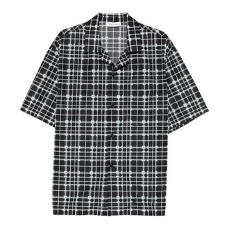 Lanvin Shirt met ruitpatroon - Heren - Korte mouwen Overhemden - Zwart - L - Leer - Overhemden