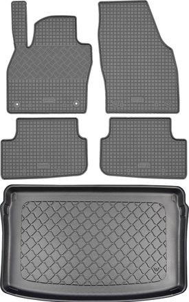 OEM Volkswagen Polo Vi 2g Aw Hatchback (5 Puertas) Desde 10.2017 Set - Alfombrillas De Goma Para Coche + Alfombrilla Para Maletero