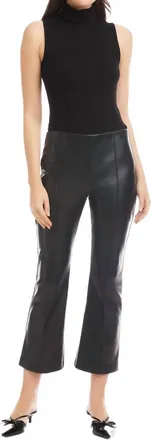 Fifteen Twenty Sigourney Pintuck Pants In Black Faux Leather