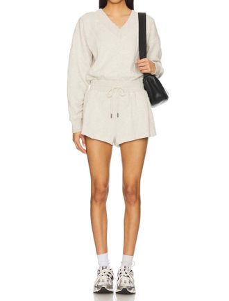 Free People Intercept V-Neck Romper In Heather Grey