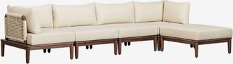 Sklum Sklum - Sof&aacute; Modular De Jard&iacute;n De 4 Piezas Con 2 Sillones Esquineros Y Puff En Acacia Giulia