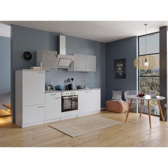Respekta Cucina Cucinino Blocco Cucina Cucina componibile Cemento Bianco Malia 270 cm Respecta