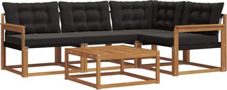 vidaXL Conjunto De Sof&aacute;s De Exterior 5 Uds. Natural Y Negro Vidaxl
