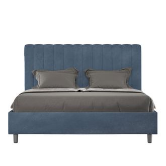 ITYhome Letto Matrimoniale E Rete 160x200 In Microfibra Blu Agueda