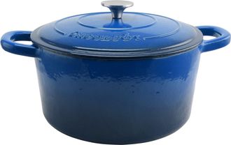 Crock-pot Artisan 7 Quart Round Cast Iron Dutch Oven in Sapphire Blue