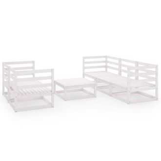 Berkfield Home 6 Piece Garden Lounge Set White Solid Wood Pine