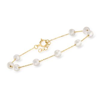 Canaria Canaria 4-5mm Cultured Pearl Station Bracelet in 10kt Yellow Gold