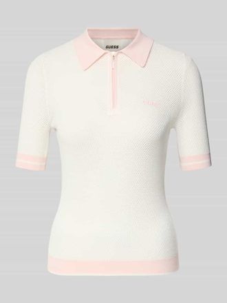 Guess Slim Fit Poloshirt aus Viskose-Mix Modell GABRY in Offwhite, Gr&ouml;&szlig;e XL