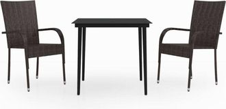 vidaXL Juego De Comedor De Jard&iacute;n 3 Piezas Marr&oacute;n Y Negro Vidaxl
