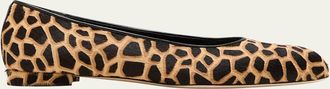 Manolo Blahnik Mapergapla Animal-Print Ballerina Flats