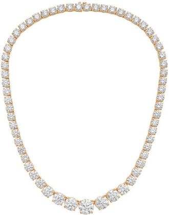 Diana M. Jewels 14kt Rose Gold 110cts lab grown Round diamond 4 Prong Graduated tennis necklace