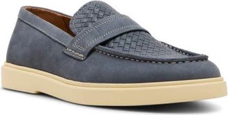Steve Madden Pecos Woven Loafer in Blue Nubuck at Nordstrom, Size 10.5