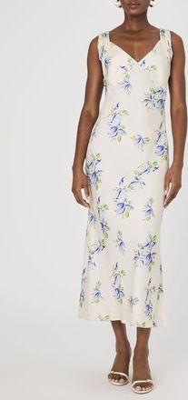 French Connection Ennis Vivian Floral Satin Maxi Dress in Pale Iris Multi at Nordstrom, Size 4