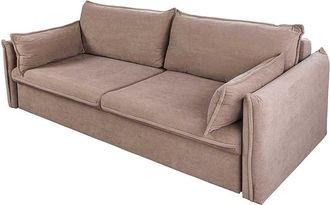 Global Interiors 3-Sitzer Design Sofa Apartment mit Bettfunktion - Cordbezug Taupe