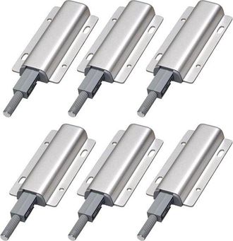 OEM Mandos Abatibles Para Puertas Correderas - Juego De 6 Piezas - Aptos Para Puertas, Muebles Y Cajones - Apertura Mediante Pulsador - Color Plata