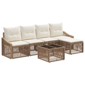 vidaXL Conjunto De Sof&aacute;s De Jard&iacute;n 6 Pcs Beige Rat&aacute;n Sint&eacute;tico Vidaxl