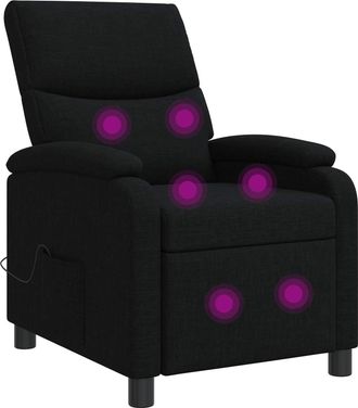 vidaXL Silla De Masajes Reclinable Negro Tela Vidaxl
