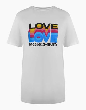 Love Moschino Womens Love Moschino Layered Logo White T-Shirt - Size: 18/16