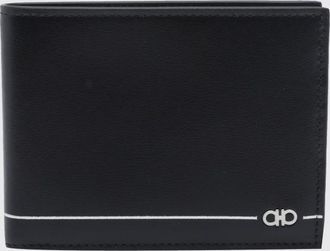Ferragamo Portafoglio bifold in pelle di vitello martellata con logo Gancini
