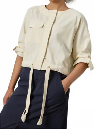 Lilla P Drawstring Waist Jacket In Oyster