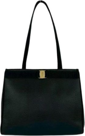 Ferragamo Pre-owned Leren Tote Bag - Dames - Vintage Schoudertas - Zwart - ONE Size - Leer - Vintage