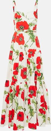 Oscar De La Renta Floral tiered cotton-blend poplin maxi dress